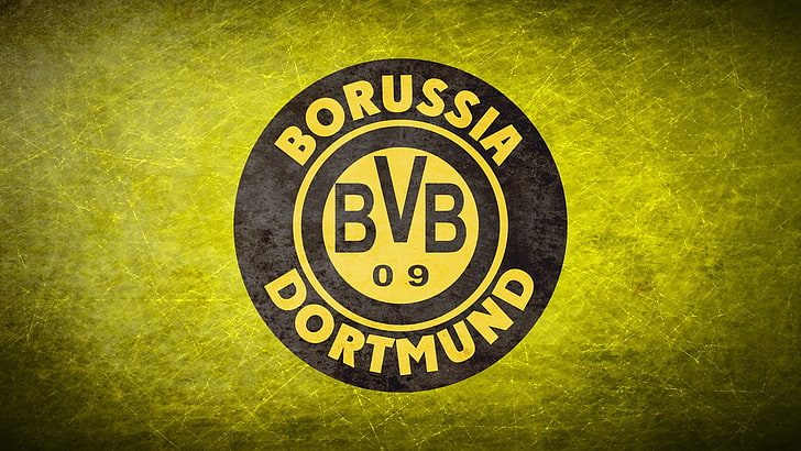 black and yellow Borussia Dortmund logo, Germany, sports, soccer