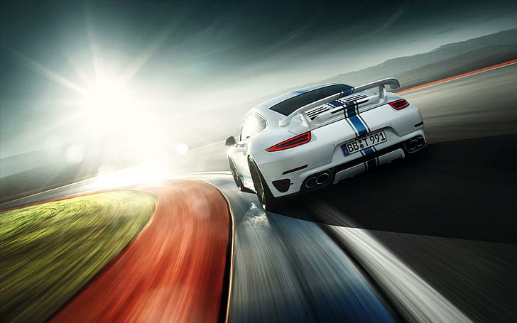 2014 TechArt Porsche 911 Turbo S 2, white sports car, cars