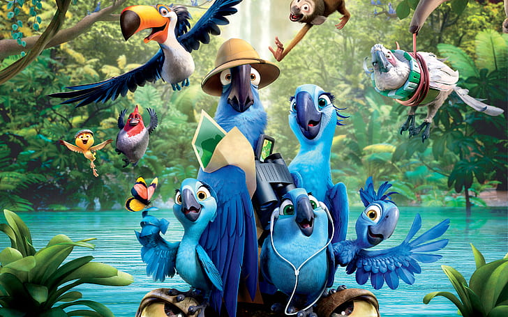 birds, blue, cartoon, movie, rio 2, HD wallpaper