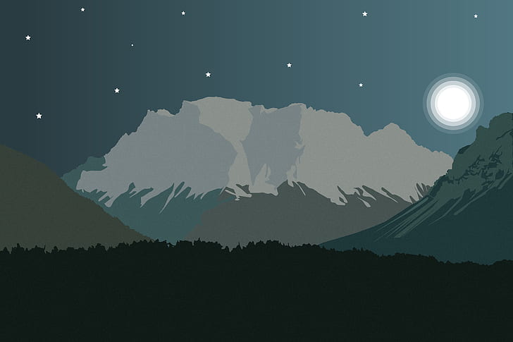 vector, vector graphics, simple, Adobe, nature, mountains, HD wallpaper