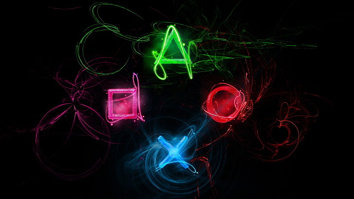 SONY Playstation controller logo, video games, colorful, green