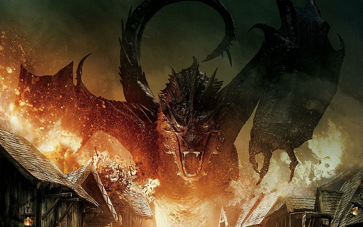 The Hobbit The Battle of The Five Armies - Fire Dragon, 1920x1200, HD wallpaper