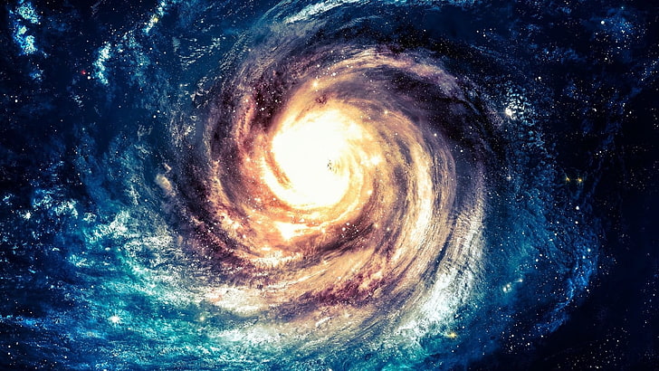 spiral galaxy, space, stars, nebula, space art, astronomy, sky, HD wallpaper