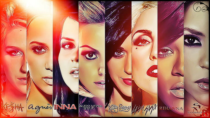 Alexandra Stan, Inna, Katy Perry, Kesha, Lady Gaga, rihanna, HD wallpaper