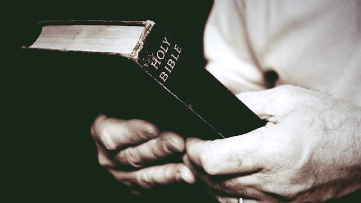 Holy Bible, hands, Christianity, books, human hand, holding, one person