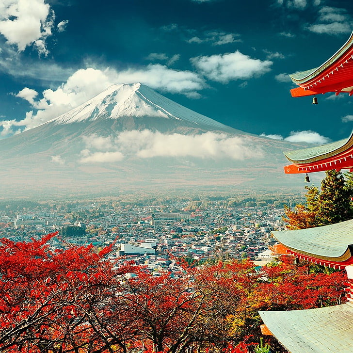 Mount Fuji, Japan, mountains, landscape, clouds, Asia, sky, HD wallpaper