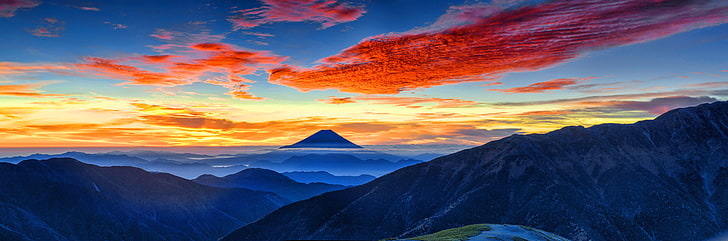 HD wallpaper: 4K, Landscape, 8K, Panorama, Mount Fuji, Sunset, Mountains |  Wallpaper Flare