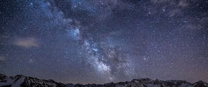 landscape, sky, skyscape, stars, Milky Way, starry night, HD wallpaper