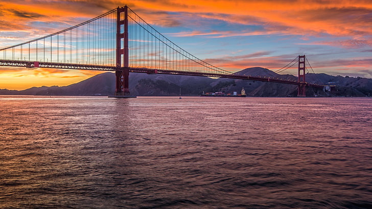 black and yellow canopy tent, HDR, Golden Gate Bridge, USA, sky, HD wallpaper