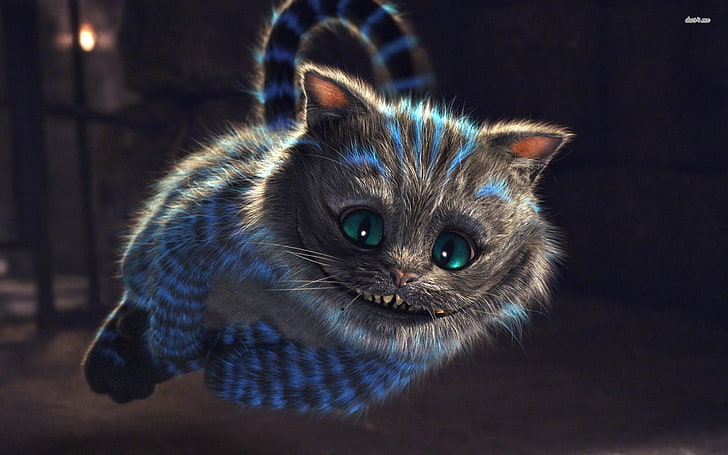 cat, smiling, Cheshire Cat, Alice, Alice in Wonderland, domestic, HD wallpaper