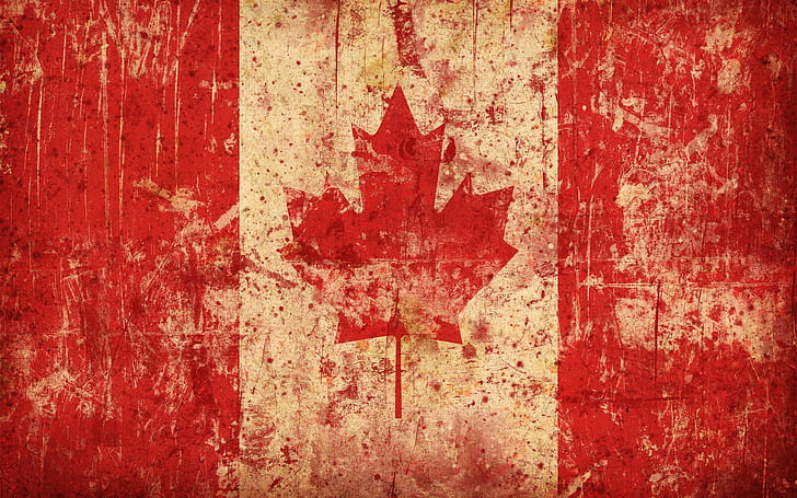flag, Canada, grunge, HD wallpaper