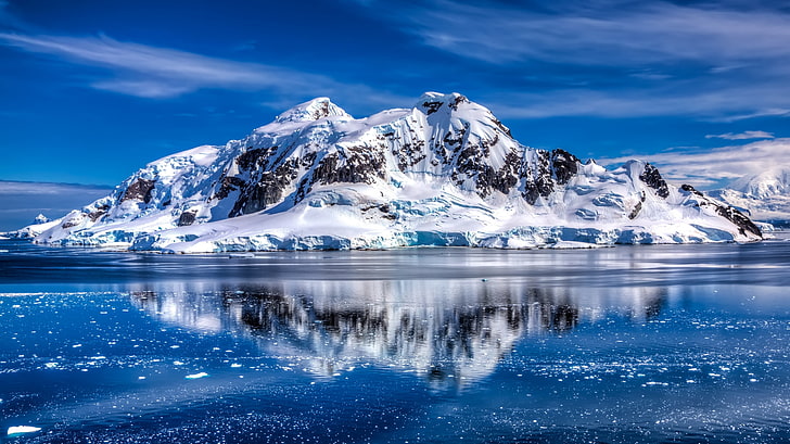 HD wallpaper: snow-capped mountain, mountains, reflection, the ocean,  Antarctica | Wallpaper Flare