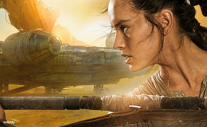 movie poster, Star Wars: The Force Awakens, Daisy Ridley, Rey, HD wallpaper