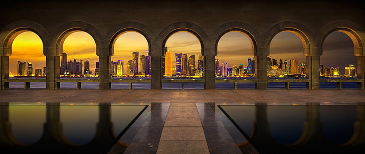 city, Doha, Museum of Islamic Art, Qatar, Stone arch, HD wallpaper