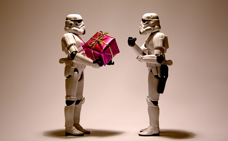 Stormtrooper Christmas, two Star Wars Stormtroopers action figures, HD wallpaper
