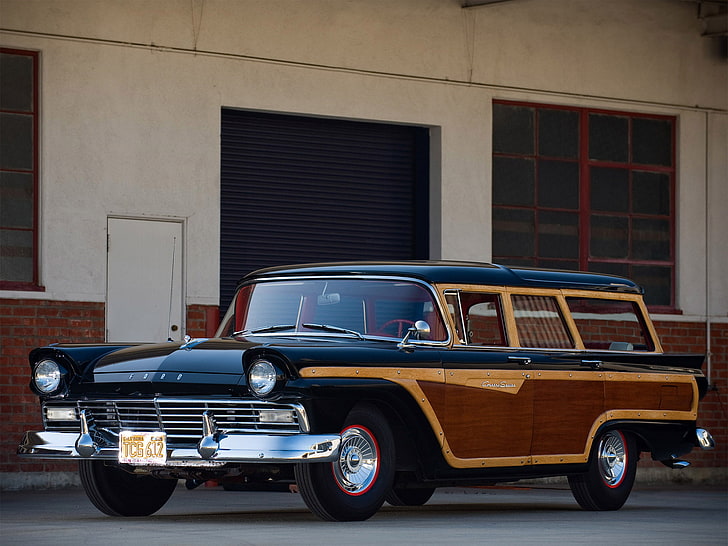 1957, country, ford, retro, squire, stationwagon, HD wallpaper