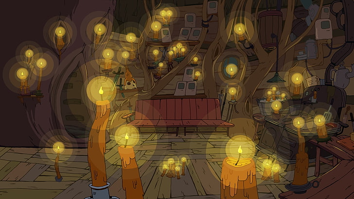 Adventure Time movie still, cartoon, illuminated, lighting equipment