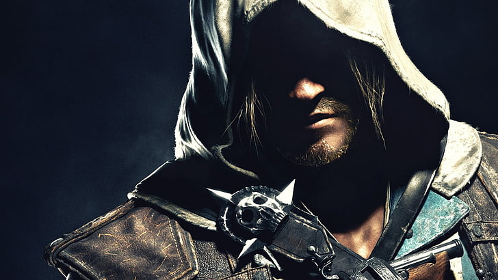 Edward Kenway, hoods, one person, weapon, portrait, crime, aggression