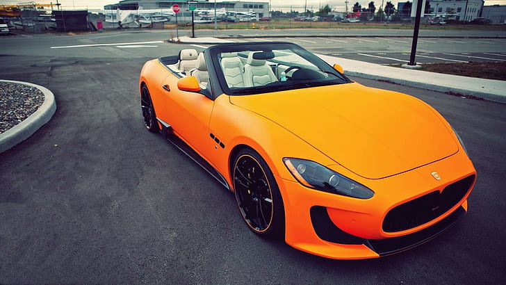 orange cars, Maserati Gran Cabrio, urban, vehicle, Maserati Gran Cabrio MC