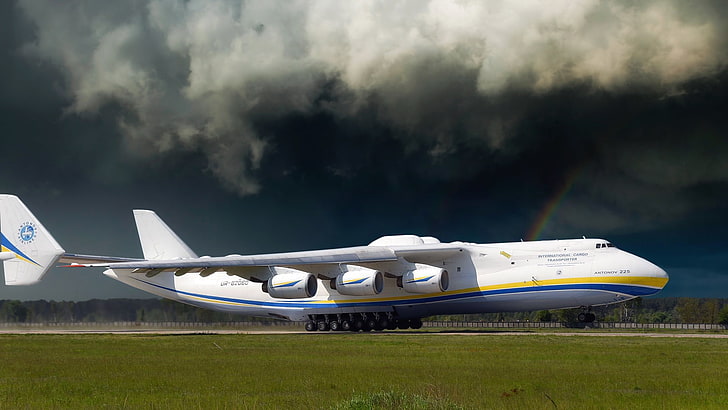 Clouds, The plane, Rainbow, Wings, Engines, Dream, Ukraine, HD wallpaper