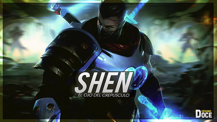 League of Legends, Shen (League of Legends), illuminated, text, HD wallpaper