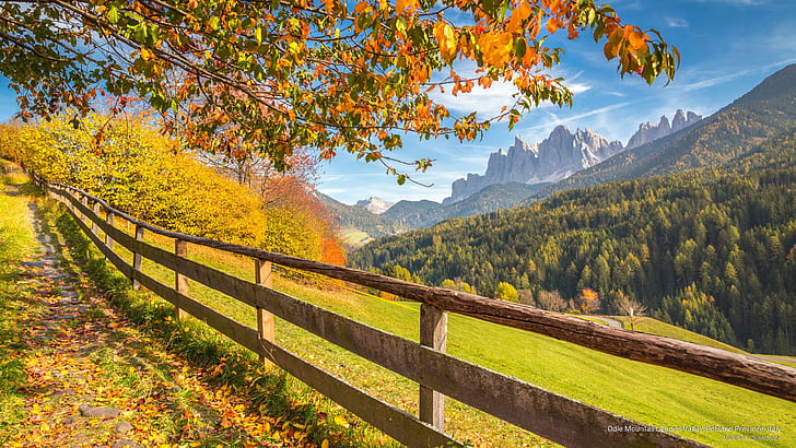 Odle Mountain, Funes Valley, Bolzano Province, Italy, Fall, HD wallpaper