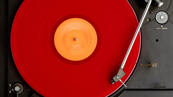 red and black turntable, record players, turntables, technology, HD wallpaper
