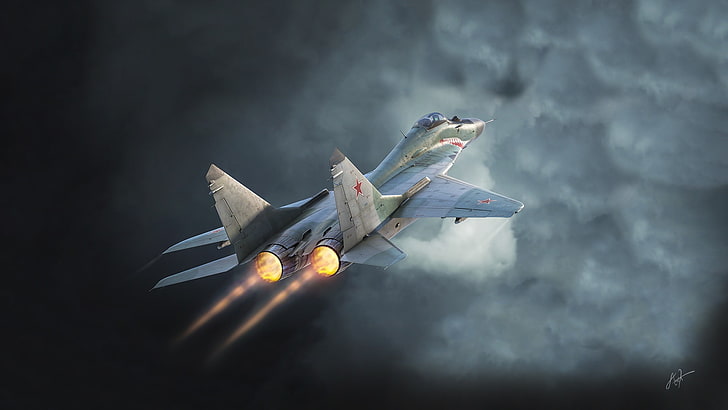The sky, The plane, Fighter, Clouds, Russia, MiG, The MiG-29, HD wallpaper