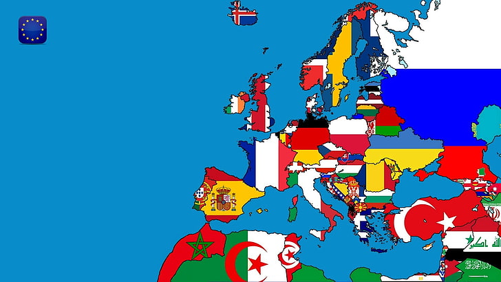 map, Europe, countries, sea, flag, sky, clear sky, nature, low angle view