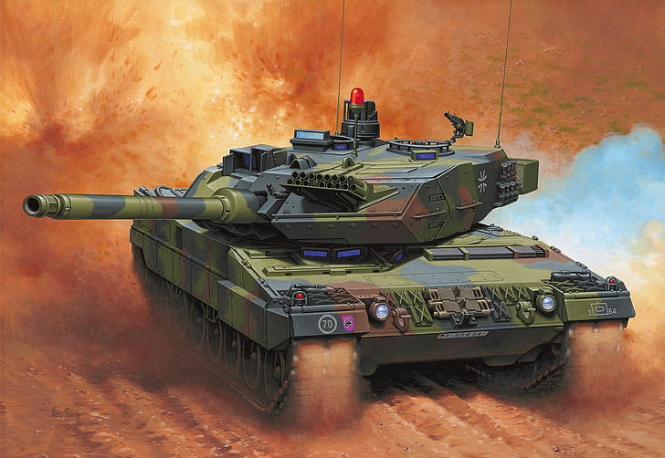 green battle tank painting, figure, Germany, Enzo Maio, the Bundeswehr