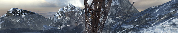 snow-covered mountain, Tomb Raider, Eyefinity, video games, triple screen