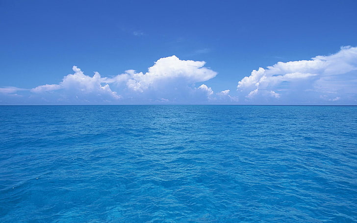 azul, mar, naturaleza, nubes, oceano, HD wallpaper