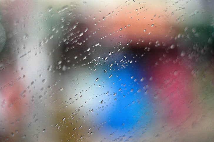 untitled, photography, abstract, bokeh, rain, water on glass, HD wallpaper