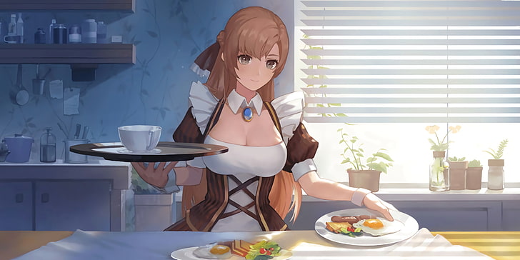 anime girls, Anime Game, food and drink, one person, real people