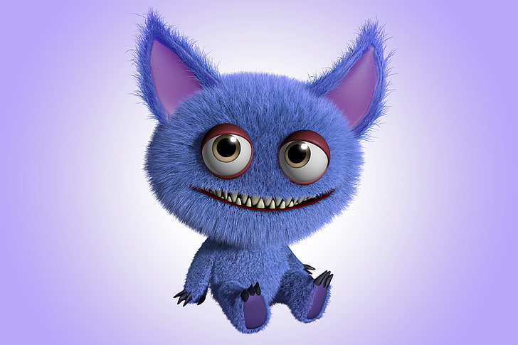 monster character illustration, smile, cartoon, funny, cute, animal, HD wallpaper
