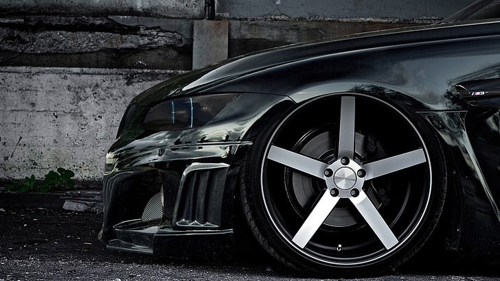 chrome 5-lug vehicle wheel and tire, car, BMW M3 , mode of transportation, HD wallpaper