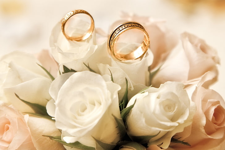 Download Light Gold Engagement Couple Rings Wallpaper | Wallpapers.com