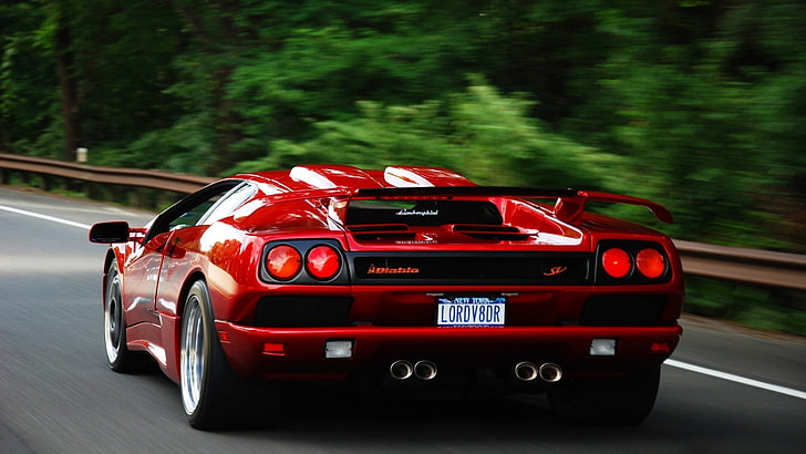 red luxury car, Lamborghini Diablo, Lamborghini Diablo Sv, red cars, HD wallpaper
