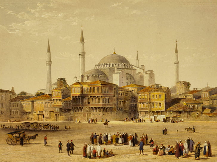 the city, picture, mosque, Istanbul, Turkey, the minaret, Hagia Sophia
