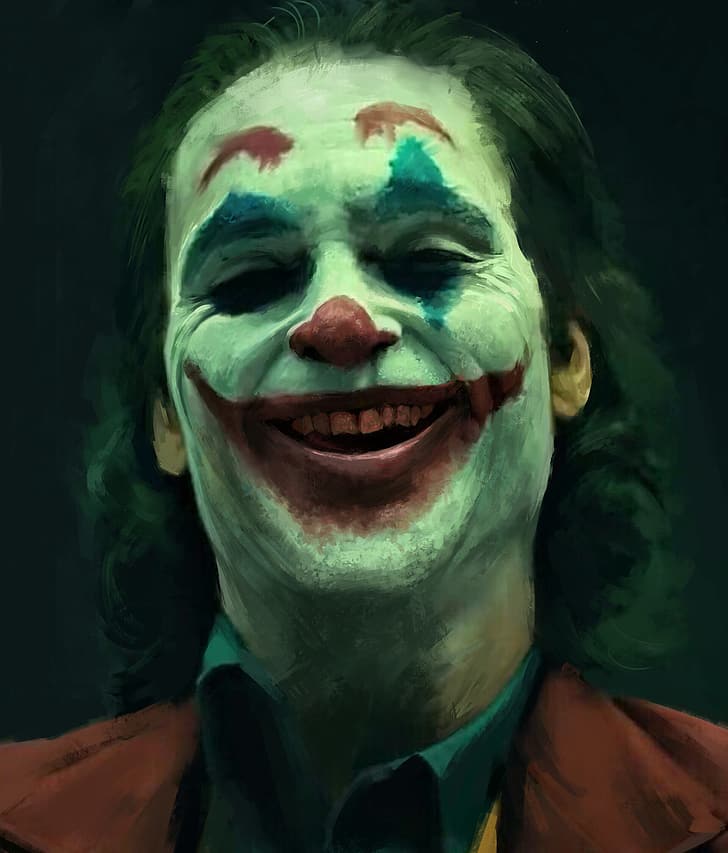 digital art, artwork, face, Joker (2019 Movie), Joaquin Phoenix, HD wallpaper