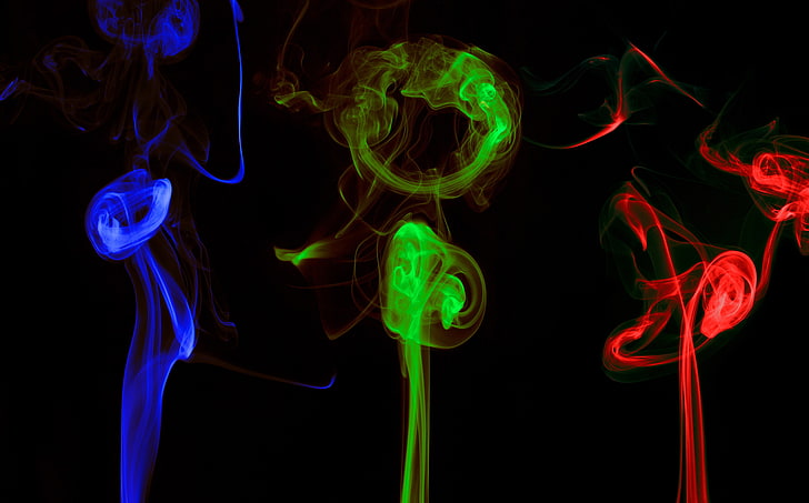 blue, red, and green smokes, abstract, 3d, art, backgrounds, smoke - Physical Structure, HD wallpaper