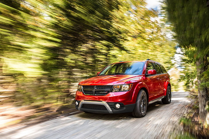 red SUV, car, red cars, motion blur, Dodge, dodge journey, vehicle, HD wallpaper