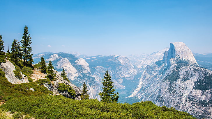 green trees, California, Yosemite Valley, landscape, mountains