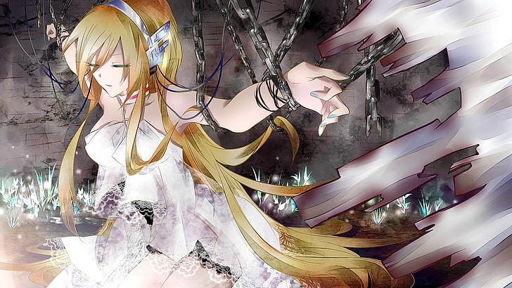 Hd Wallpaper Anime Anime Girls Blonde Long Hair Closed Eyes Lily Vocaloid Wallpaper Flare