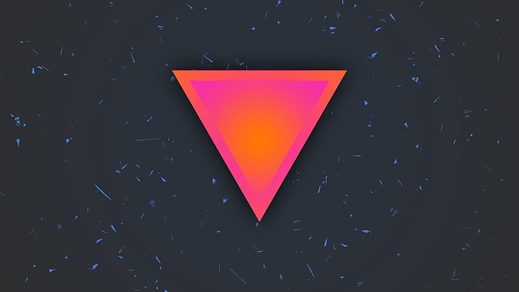 pink and orange triangle logo, abstract, minimalism, red, no people, HD wallpaper