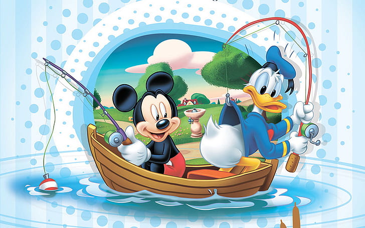 Mickey Mouse And Donald Duck Fishing With Boat Disney Image 1920×1200, HD wallpaper