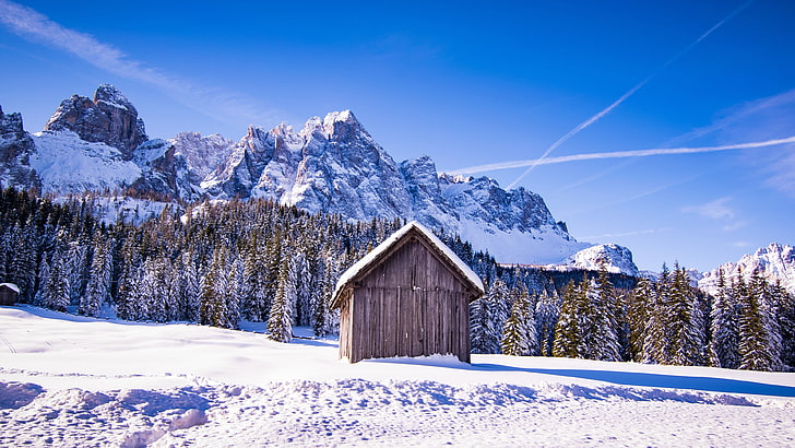 sesto, forest, mountainside, wintertime, winter time, bolzano, HD wallpaper