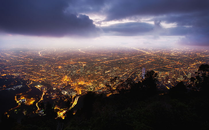 city buildings, Night, Bogota, Monserrate, Colombia, sky, architecture, HD wallpaper