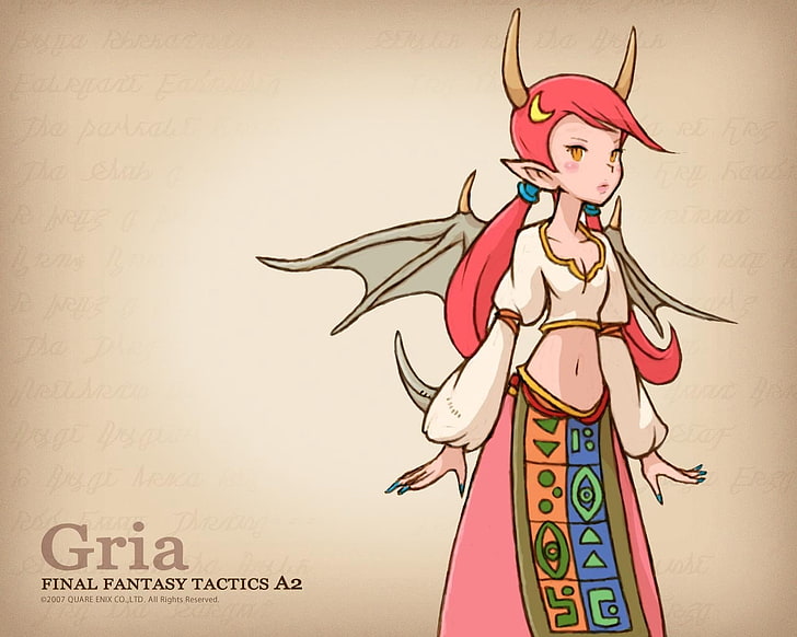 Final Fantasy Tactics A2 Gria wallpaper, girl, wings, horns, people