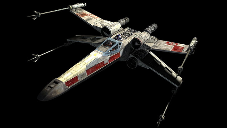 Star Wars X-Wing fighter, science fiction, R2-D2, space, movies